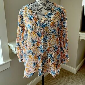 Flowered ladies v neck Sumer cotton short sleeve top